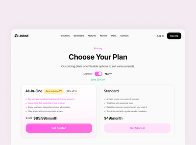 Pricing Plans Section landing plans price subscription ui web design