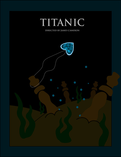 Alternative poster for the film "Titanic" adobe illustrator black background digital art digital illustration filmposter illustration movieposter poster seabed titanic vector