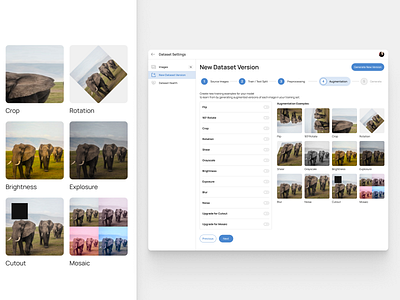 Dataset Setting page for ML Application ai artificial intelligence dashboard design desktop light machine learning ml ui uidesign uiux ux uxdesign web design