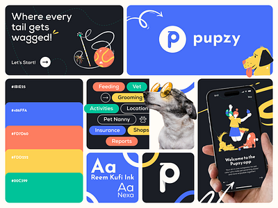 Pupzy - Pet Care App | Brand Identity brand identity branding graphic design illustration logo procreate style guide ui