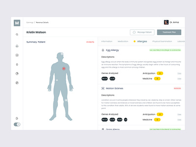 Allergies Dashboard Screen clean design dashboard ui ui design uiux ux ux design website