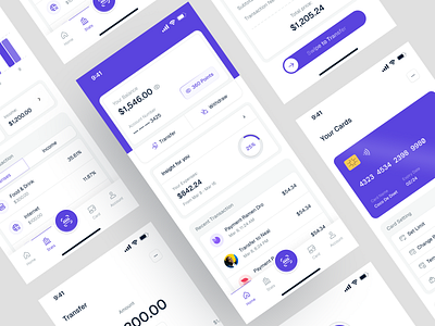 Finance App - Full UI Overview agency app design balance card chart ewallet finance app finance mobile finance online income mobile app mobile application personal finance product design progress bar sekar station transaction ui ux wallet