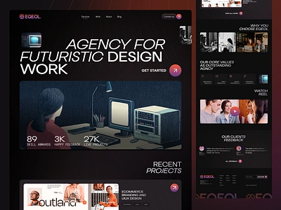 Agency Landing Page UIUX Design agency black dark header homepage landingpage uiux