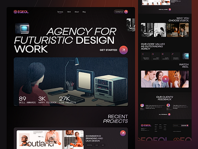 Agency Landing Page UIUX Design agency black dark header homepage landingpage uiux