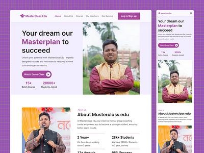 MasterClass Edu - E-Learning Website e learning landing page e learning website landing page design masterclass edu mehedihasan237 mobile responsive design online learning website responsive website ui ui design uiux designer mehedi hasan shuvo visual design visualization web design website design