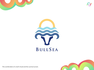 Bull Sea Logo animal beach brand design brand designer buffalo bull farm horn logo design logo designer logo for sale logo idea logo inspiration logomark logotype ocean sea sunrise sunset zzoe iggi