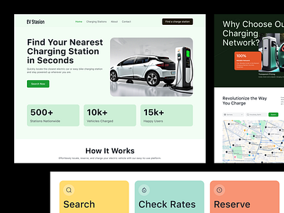 Electric Charging Station Website car charging station charging point charging station electric car electric station electric vehicle ev charging station ui design uiux web app web design website