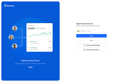 Login screen - Cashout login signup ui ux