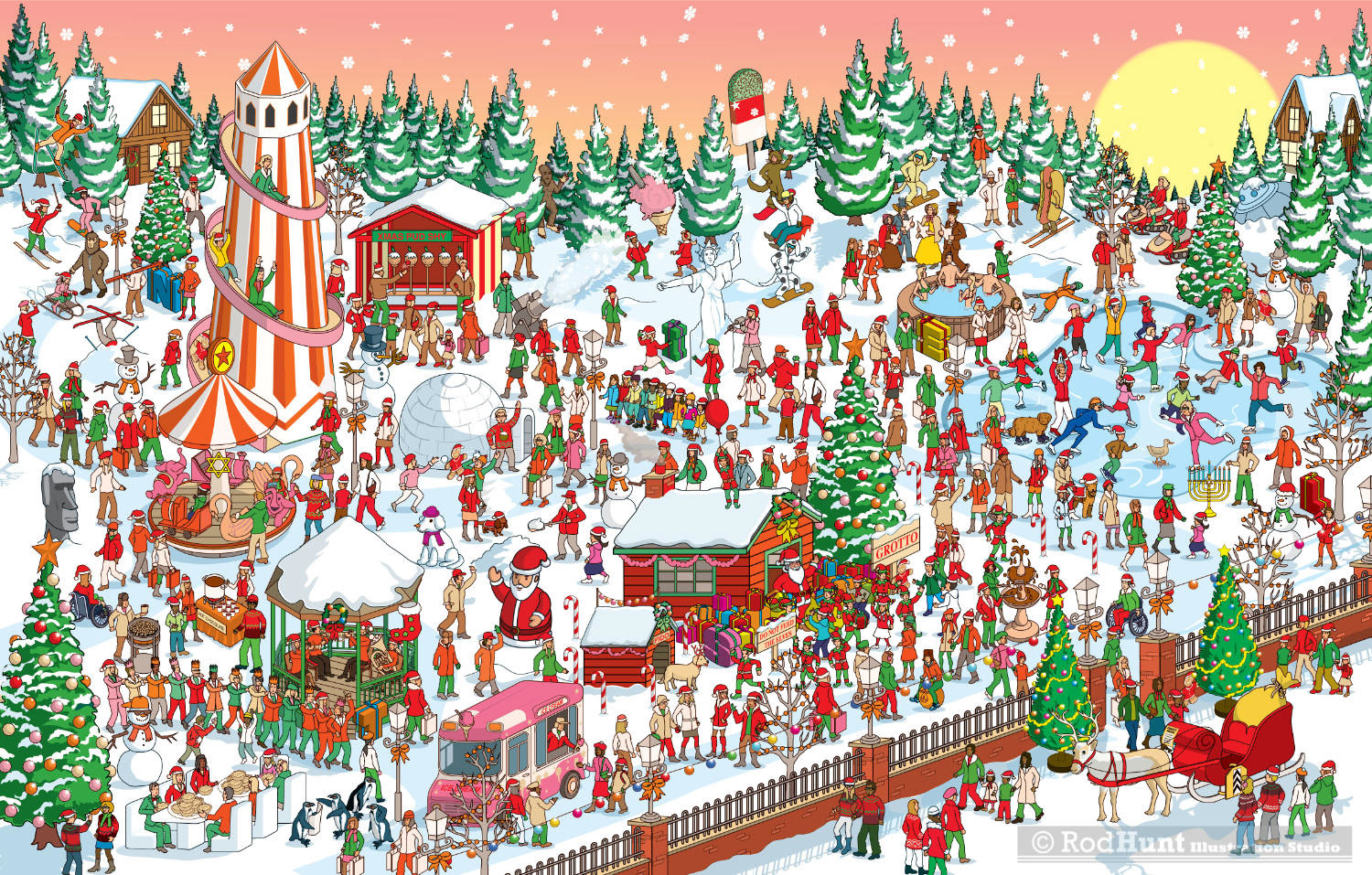 Christmas Search and Find Illustration christmas festive game hidden object illustration illustrator isometric pixel art search and find seek and find wheres waldo wheres wally wimmelbilder wimmelbilderbuch winter wonderland xmas