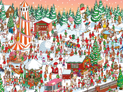 Christmas Search and Find Illustration christmas festive game hidden object illustration illustrator isometric pixel art search and find seek and find wheres waldo wheres wally wimmelbilder wimmelbilderbuch winter wonderland xmas