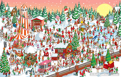 Christmas Search and Find Illustration christmas festive game hidden object illustration illustrator isometric pixel art search and find seek and find wheres waldo wheres wally wimmelbilder wimmelbilderbuch winter wonderland xmas