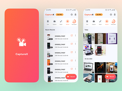 Screen Recorder & Editor UI Design capture card crop design dialog editor how to use in app onboard onboarding permission purchase recorder screenshot screenshots setting trim video video editor