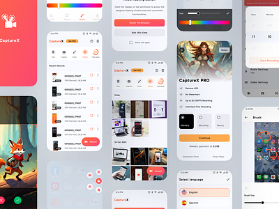 Screen Recorder & Editor UI Design card crop design dialog editor how to use in app onboard onboarding permission purchase screenshot setting settings subscription top trend trim video video editor