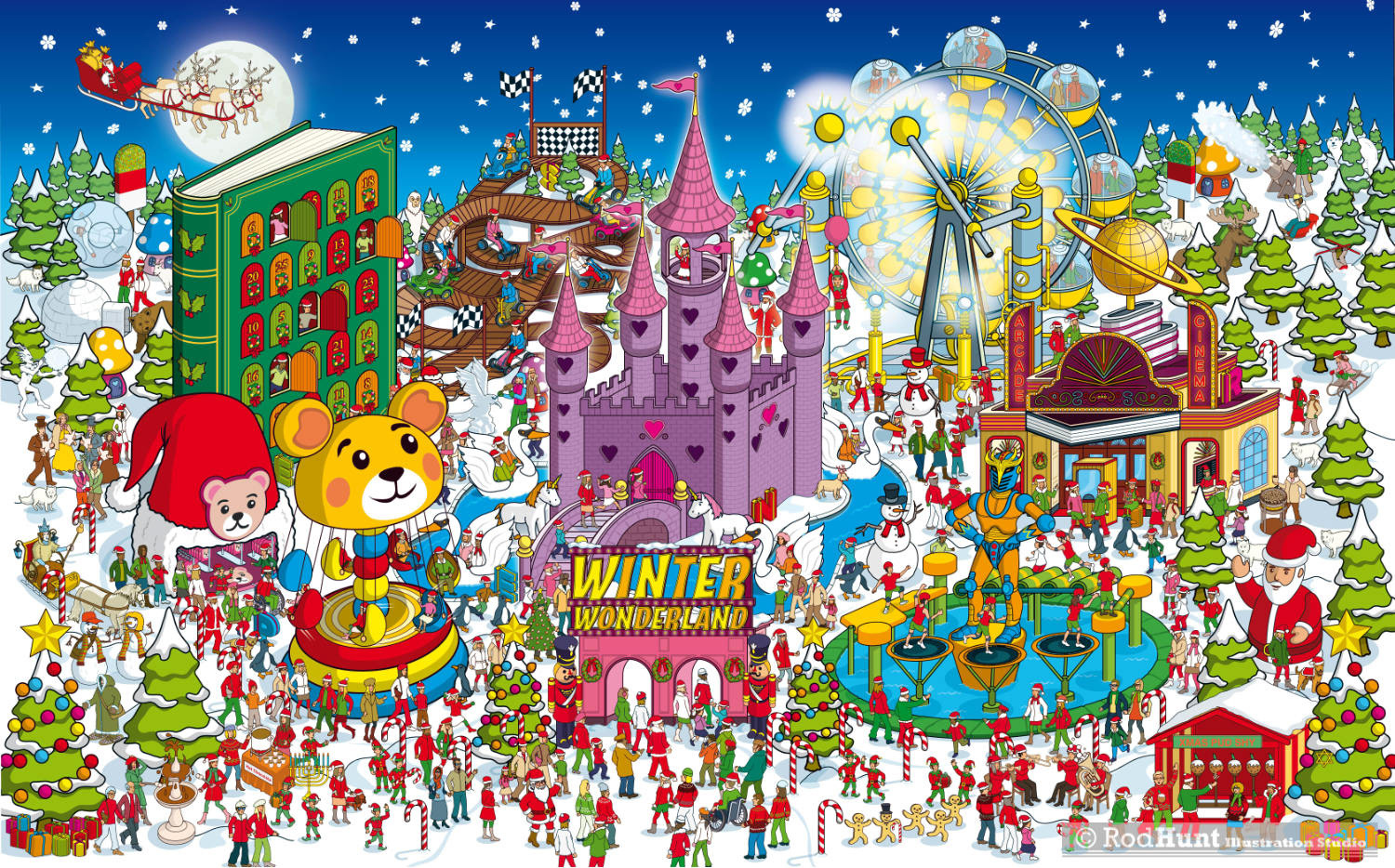 Winter Wonderland Christmas Search & Find Illustration christmas game hidden object illustrated game illustration illustrator isometric pixel art search and find seek and find wheres waldo wheres wally wimmelbilder wimmelbilderbuch winter wonderland xmas