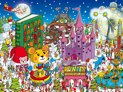 Winter Wonderland Christmas Search & Find Illustration christmas game hidden object illustrated game illustration illustrator isometric pixel art search and find seek and find wheres waldo wheres wally wimmelbilder wimmelbilderbuch winter wonderland xmas