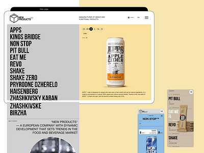 NEW PRODUCTS web design beer cider communication energy drinks uiux water web design