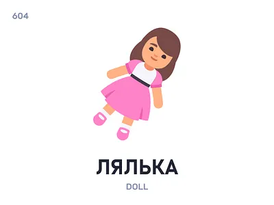 Ля́лька / Doll belarus belarusian language daily flat icon illustration vector word