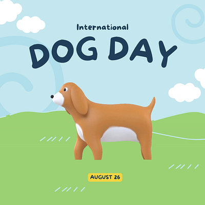 International Dog Day in 3D Animated 3d branding design icons illustration