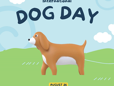 International Dog Day in 3D Animated 3d branding design icons illustration