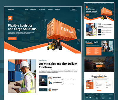 Logistics and Transportation Landing Page Design figma graphicdesign landingpage logistics mockup transportation ui uidesign uiux websitedesign