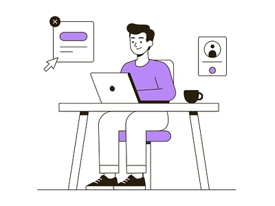 Office worker sitting at desks app branding character design design flat flat vector flatdesign graphic design homeoffice illustration minimalistdesign modernworkspace remotework techillustration ui vector vectorillustration workfromhome