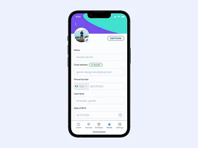Profile Page -Mobile app design app bio design edit mobile app product design profile travel ui ux