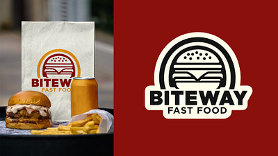 Fast Food BiteWay Logo brand identity branding graphic design logo marketing socialmedia