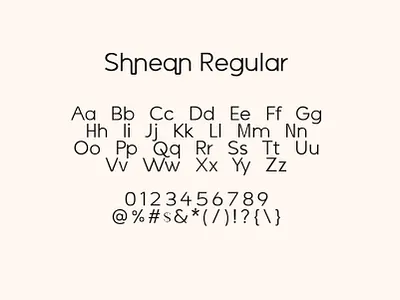 Glyphs Shnean Regular beauty branding design fashion font inspiration jrraystudio model new regular font sans font sans serif font shnean font typography unique