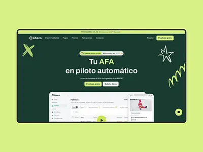 Custom Framer Website Development Ábaco Landing Playful Design animated app custom development education framer fun green kids landing page playful scribbles ui web design website