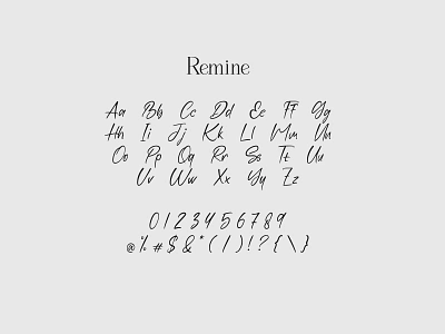 Gylphs Remine Font beauty branding classic design font glyphs handwritten handwritting inspiration jrraystudio logo magazine modern new remine script script font typography