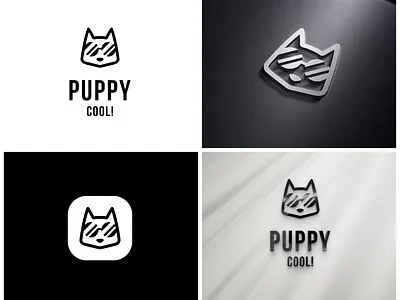 Puppy Logo accessory animal canine cool cute design dog glasses graphic design illustration logo logo design minimal modern pedigree pet puppy purebed simple stylish