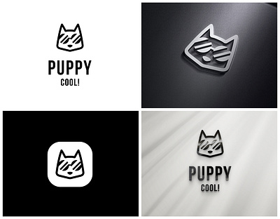 Puppy Logo accessory animal canine cool cute design dog glasses graphic design illustration logo logo design minimal modern pedigree pet puppy purebed simple stylish