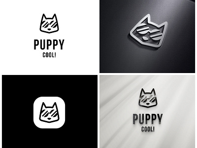 Puppy Logo accessory animal canine cool cute design dog glasses graphic design illustration logo logo design minimal modern pedigree pet puppy purebed simple stylish