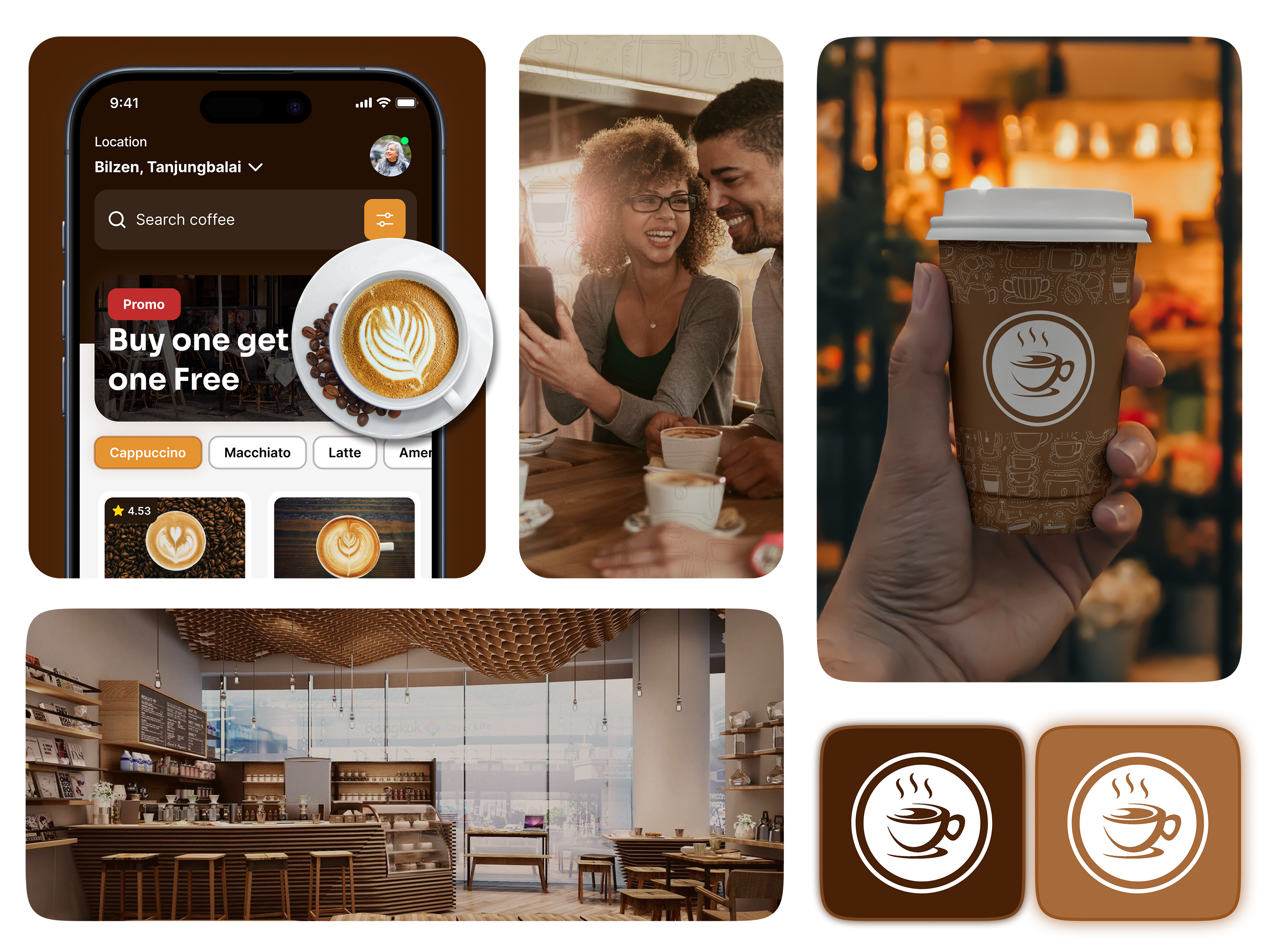 CAFFÉ - Mobile App (UI) & Branding animation branding cafe branding coffee branding creative design graphic design illustration logo mobile app design mobile app development ui ux vector