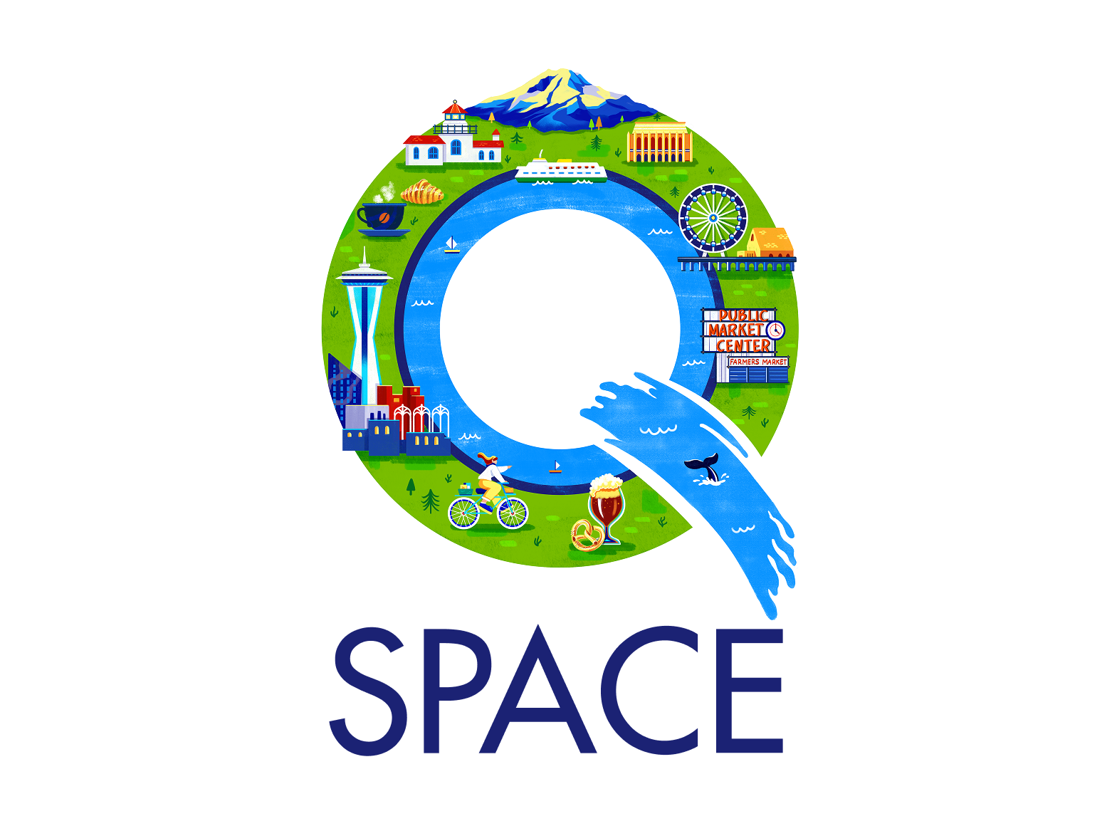 Illustration for QSpace Seattle color design graphicdesign illustration illustrator map photoshop seattle sightseeing travel