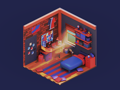 Spider-Man Room Fan Art 3d affinity designer bedroom blender comic fan art hard surface hero isometric marvel room spider man spider verse stylized superhero