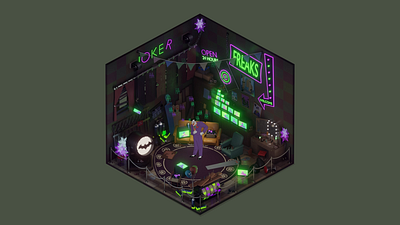 Joker Room Fan Art (Animated) 3d animation batman batman: the animated series btas clown dark dc comics isometric joker motion graphics room villain