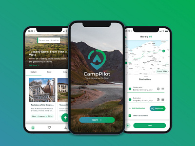 CampPilot Mobile App branding camping logo mobile app planner planning trip ui design ux design