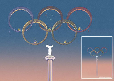 Olympic Games Paris 2024 athena colorfullart comicbookart coverart digitalart digitalartwork digitalillustration drawing editorial editorialillustration ethereal illustratedposter illustration labelart lineart olympicgames olympicrings paris2024 sport