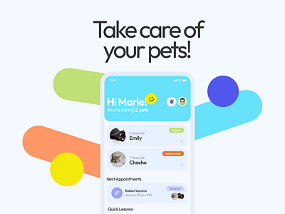 Pet App - Cover app banner branding cover mobile pets ui design vector