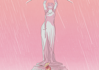 Protected artists comics digitalart digitalartist editorial editorialart editorialillustration ethereal fantasy fantasyart greekmythology illustratedposter illustration persephone pink posterart rain statue