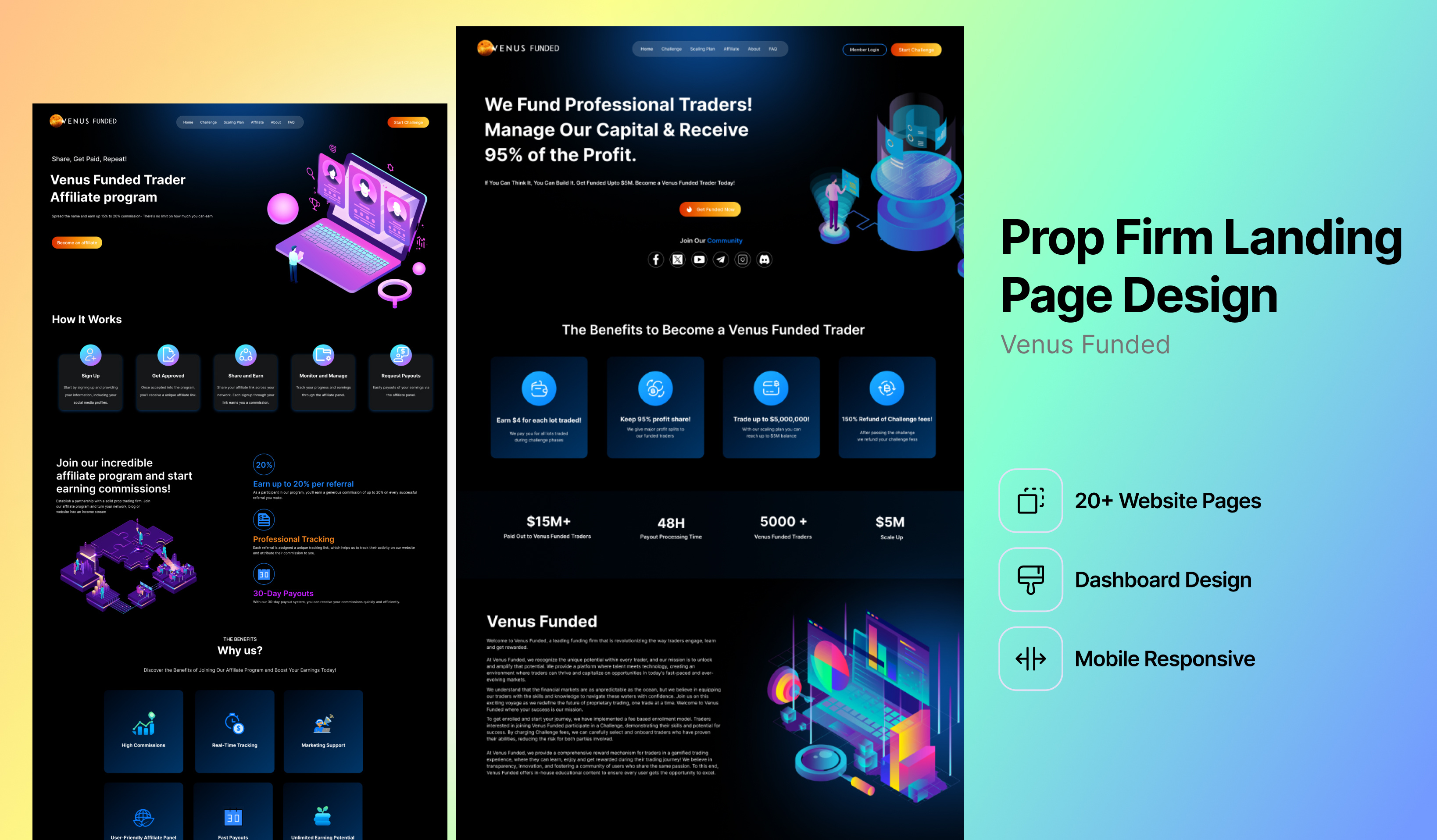 Prop Firm Landing Page dashboard landing page prop firm prop trading trader trading ui design web design
