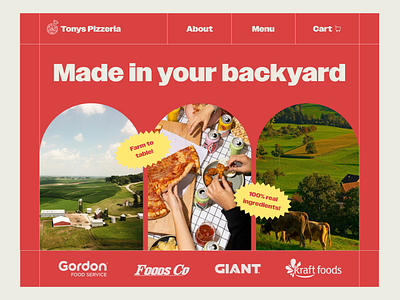 Tonys Pizzeria app backyard design figma icon illustration ingredients pizza red restaurant ui ux