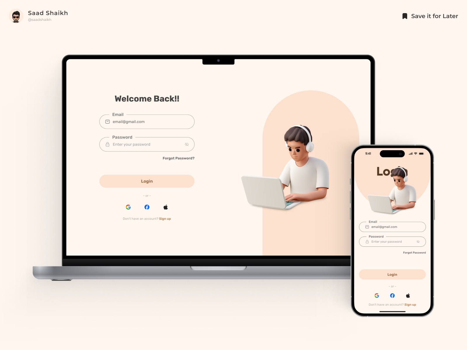 Clean Login Design ✨ app auth authentication clean login design figma free iphone login login page login signup mobile mobile app signup signup page ui ui design web web app website