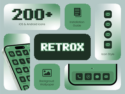 RETROX - Icon Pack (iOS & Android) 8bit android icon app icon icon icon design ios icon pixelated retro retro icons retrox