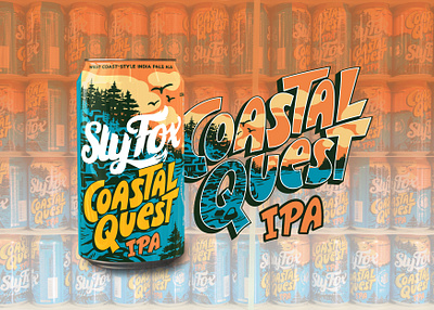 Coastal Quest West Coast-style IPA by Sly Fox Brewing Co. beer beer can beer label beer packaging branding brewery can can mockup coastal craft beer graphic design illustration ipa lettering packaging packaging design quest sly fox type typography