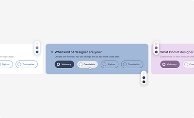 Radio Buttons UI: Three Color Styles for Every State card design color palette focus state hover state navy blue plum purple radio button ui radio button ui design radio buttons survey design ui ui design patterns white