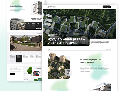 RÚRKY Residence 3d apartments contast green landing page light modern residence ui ux web