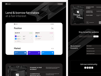 Slender: Landing Page bitcoin blockchain borrow borrowing coin crypto dapp dex ethereum landing page lend lending network stellar token web3 website website design