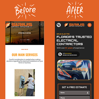 Sirius Electrical Contractors Before & After branding design graphic design illustration logo ui ui design uiux web design webdesign website design wordpress wordpress design wordpress website